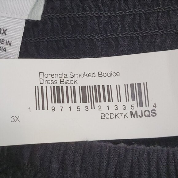 Florencia Smocked Bodice Maxi Dress Black Linen/Viscose 3X By The Drop - Picture 9 of 9